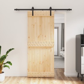 Puerta corredera con herrajes madera maciza de pino 85x210 cm de vidaXL, Puertas - Ref: Foro24-3202973, Precio: 166,29 €, Des...