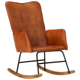 Brown Genuine Leather Rocking Chair by vidaXL, Rocking chairs - Ref: Foro24-339679, Price: 129,98 €, Discount: %