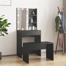 Black Plywood LED Vanity Set by vidaXL, Bedroom Dressers - Ref: Foro24-3114132, Price: 106,71 €, Discount: %