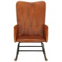 Brown Genuine Leather Rocking Chair by vidaXL, Rocking chairs - Ref: Foro24-339679, Price: 148,44 €, Discount: %