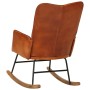 Brown Genuine Leather Rocking Chair by vidaXL, Rocking chairs - Ref: Foro24-339679, Price: 148,44 €, Discount: %