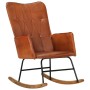 Brown Genuine Leather Rocking Chair by vidaXL, Rocking chairs - Ref: Foro24-339679, Price: 148,44 €, Discount: %