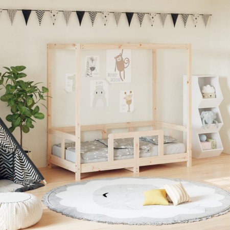 Estructura de cama para niños madera maciza de pino 70x140 cm de vidaXL, Cunas y camas para niños - Ref: Foro24-834510, Preci...