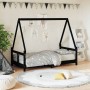 Estructura de cama para niños madera de pino negro 80x160 cm de vidaXL, Cunas y camas para niños - Ref: Foro24-834461, Precio...