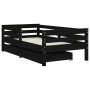 Estructura de cama niños con cajones madera pino negro 70x140cm de vidaXL, Cunas y camas para niños - Ref: Foro24-834443, Pre...