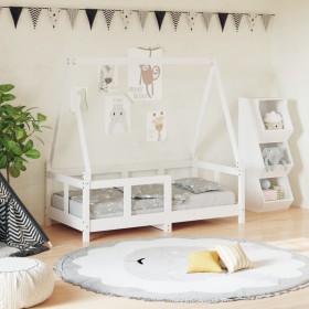 Estructura de cama para niños madera de pino blanco 70x140 cm de vidaXL, Cunas y camas para niños - Ref: Foro24-834457, Preci...