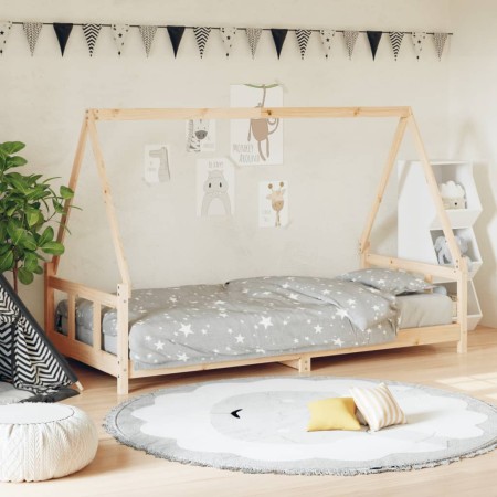 Estructura de cama para niños madera maciza de pino 90x200 cm de vidaXL, Cunas y camas para niños - Ref: Foro24-834453, Preci...