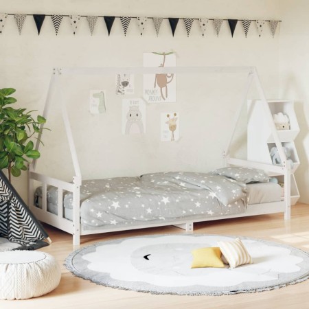 Estructura de cama para niños madera de pino blanco 90x200 cm de vidaXL, Cunas y camas para niños - Ref: Foro24-834454, Preci...