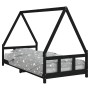 Estructura de cama para niños madera de pino negro 90x200 cm de vidaXL, Cunas y camas para niños - Ref: Foro24-834455, Precio...