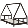 Estructura de cama para niños madera de pino negro 90x200 cm de vidaXL, Cunas y camas para niños - Ref: Foro24-834455, Precio...