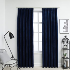 Blackout curtains hooks 2 pcs dark blue velvet 140x175cm by vidaXL, Curtains and curtains - Ref: Foro24-134532, Price: 38,49 ...