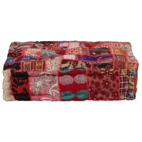 Handmade square cotton pachtwork pouf 50x50x12 cm red by vidaXL, Ottomans - Ref: Foro24-246575, Price: 36,99 €, Discount: %