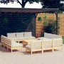 Garden furniture 13 pieces cream pine wood cushions by vidaXL, Garden sets - Ref: Foro24-3096052, Price: 888,76 €, Discount: %