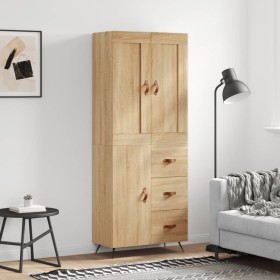 Tall plywood oak-colored highboard 69.5x34x180 cm by vidaXL, Sideboards - Ref: Foro24-3199788, Price: 149,99 €, Discount: %