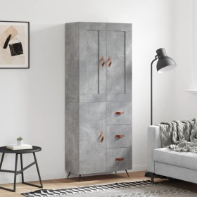 Aparador alto madera contrachapada gris hormigón 69,5x34x180 cm de vidaXL, Aparadores - Ref: Foro24-3199789, Precio: 149,99 €...