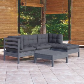 5-piece garden furniture set and gray pine wood cushions by vidaXL, Garden sets - Ref: Foro24-3096354, Price: 376,32 €, Disco...