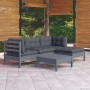 Juego de muebles de jardín 5 pzas y cojines madera pino gris de vidaXL, Conjuntos de jardín - Ref: Foro24-3096354, Precio: 37...