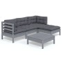 5-piece garden furniture set and gray pine wood cushions by vidaXL, Garden sets - Ref: Foro24-3096354, Price: 376,02 €, Disco...