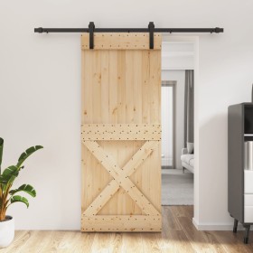 Puerta corredera con herrajes madera maciza de pino 85x210 cm de vidaXL, Puertas - Ref: Foro24-3203000, Precio: 165,99 €, Des...