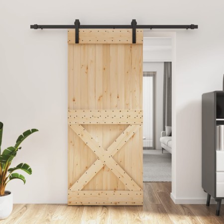 Sliding door with solid pine wood fittings 90x210 cm by vidaXL, Doors - Ref: Foro24-3203001, Price: 163,36 €, Discount: %