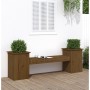 Banco con jardineras madera pino marrón miel 184,5x39,5x56,5 cm de vidaXL, Bancos de jardín - Ref: Foro24-825173, Precio: 142...