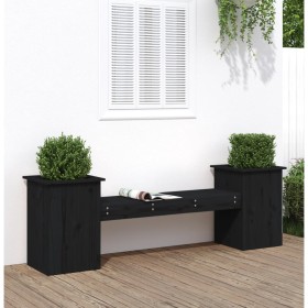 Black pine wood bench with planters 184.5x39.5x56.5 cm by vidaXL, garden benches - Ref: Foro24-825174, Price: 151,20 €, Disco...