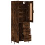 Aparador alto madera contrachapada roble ahumado 69,5x34x180 cm de vidaXL, Aparadores - Ref: Foro24-3199814, Precio: 156,65 €...