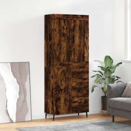 Tall smoked oak plywood highboard 69.5x34x180 cm by vidaXL, Sideboards - Ref: Foro24-3199830, Price: 172,35 €, Discount: %