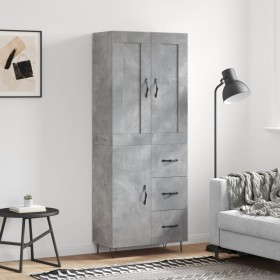 Aparador alto madera contrachapada gris hormigón 69,5x34x180 cm de vidaXL, Aparadores - Ref: Foro24-3199845, Precio: 148,99 €...