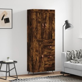 Aparador alto madera contrachapada roble ahumado 69,5x34x180 cm de vidaXL, Aparadores - Ref: Foro24-3199790, Precio: 149,97 €...