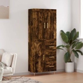 Aparador alto madera contrachapada roble ahumado 69,5x34x180 cm de vidaXL, Aparadores - Ref: Foro24-3199806, Precio: 149,99 €...