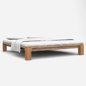 Solid oak wood bed frame 160x200 cm by vidaXL, Beds and slatted bases - Ref: Foro24-247268, Price: 314,36 €, Discount: %