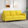 Sofá de 3 plazas de tela amarillo claro 180 cm de vidaXL, Sofás - Ref: Foro24-359104, Precio: 245,99 €, Descuento: %