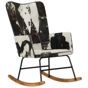 Black genuine leather rocking chair by vidaXL, Rocking chairs - Ref: Foro24-339690, Price: 127,99 €, Discount: %