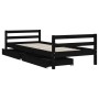 Children's bed frame with black pine wood drawers 90x200cm by vidaXL, Cribs and beds for children - Ref: Foro24-834440, Price...