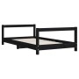 Estructura de cama para niños madera de pino negro 80x160 cm de vidaXL, Cunas y camas para niños - Ref: Foro24-834401, Precio...