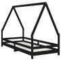 Estructura de cama para niños madera de pino negro 80x200 cm de vidaXL, Cunas y camas para niños - Ref: Foro24-834482, Precio...