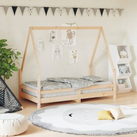 Estructura de cama para niños madera maciza de pino 80x160 cm de vidaXL, Cunas y camas para niños - Ref: Foro24-834489, Preci...