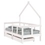 Children's bed frame with drawers, made of white pine wood, 70x140 cm. by vidaXL, Cribs and beds for children - Ref: Foro24-8...