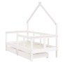 Children's bed frame with drawers, made of white pine wood, 70x140 cm. by vidaXL, Cribs and beds for children - Ref: Foro24-8...