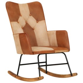 Genuine Leather and Brown Canvas Rocking Chair by vidaXL, Rocking chairs - Ref: Foro24-339691, Price: 119,79 €, Discount: %