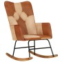 Genuine Leather and Brown Canvas Rocking Chair by vidaXL, Rocking chairs - Ref: Foro24-339691, Price: 119,66 €, Discount: %