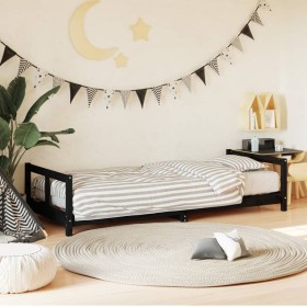 Estructura de cama para niños madera de pino negro 80x200 cm de vidaXL, Cunas y camas para niños - Ref: Foro24-834422, Precio...