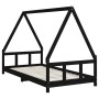 Black pine wood children's bed frame 90x190 cm by vidaXL, Cribs and beds for children - Ref: Foro24-834464, Price: 142,99 €, ...