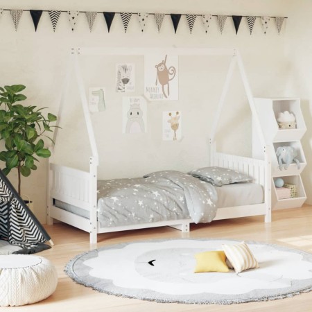 Estructura de cama para niños madera de pino blanco 80x160 cm de vidaXL, Cunas y camas para niños - Ref: Foro24-834505, Preci...