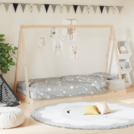 Estructura de cama para niños madera maciza de pino 90x200 cm de vidaXL, Cunas y camas para niños - Ref: Foro24-834537, Preci...