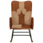 Genuine Leather and Brown Canvas Rocking Chair by vidaXL, Rocking chairs - Ref: Foro24-339691, Price: 119,66 €, Discount: %