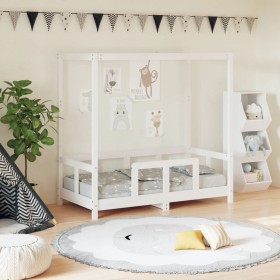 Estructura de cama para niños madera de pino blanco 70x140 cm de vidaXL, Cunas y camas para niños - Ref: Foro24-834511, Preci...