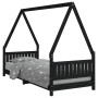 Estructura de cama para niños madera de pino negro 80x200 cm de vidaXL, Cunas y camas para niños - Ref: Foro24-834497, Precio...