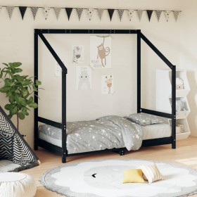 Black pine wood children's bed frame 80x160 cm by vidaXL, Cribs and beds for children - Ref: Foro24-835711, Price: 101,99 €, ...